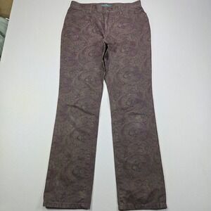 Lauren Ralph Lauren Womens Purple Paisley Classic Straight Leg Cotton Pants 8